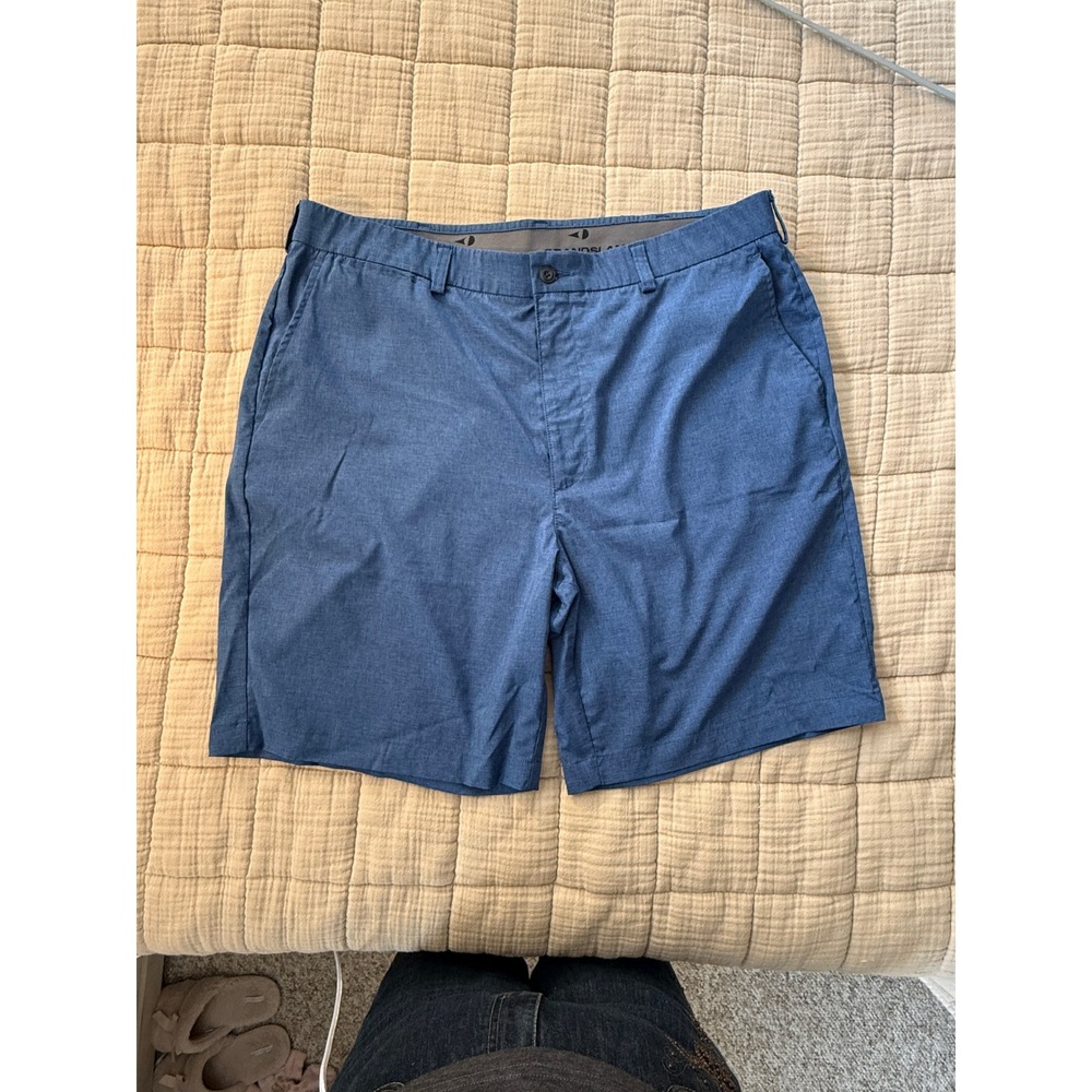 Grand Slam Shorts Mens 38 Blue Performance Golf Flat‎ Front Heathered Stretch